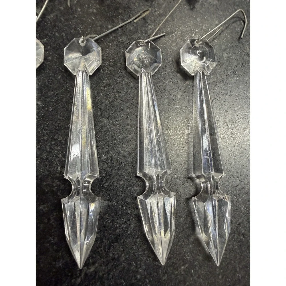 Vtg Clear Acrylic Chandelier Prisms Spears Drops Lot 23 Christmas Ornaments 3.5